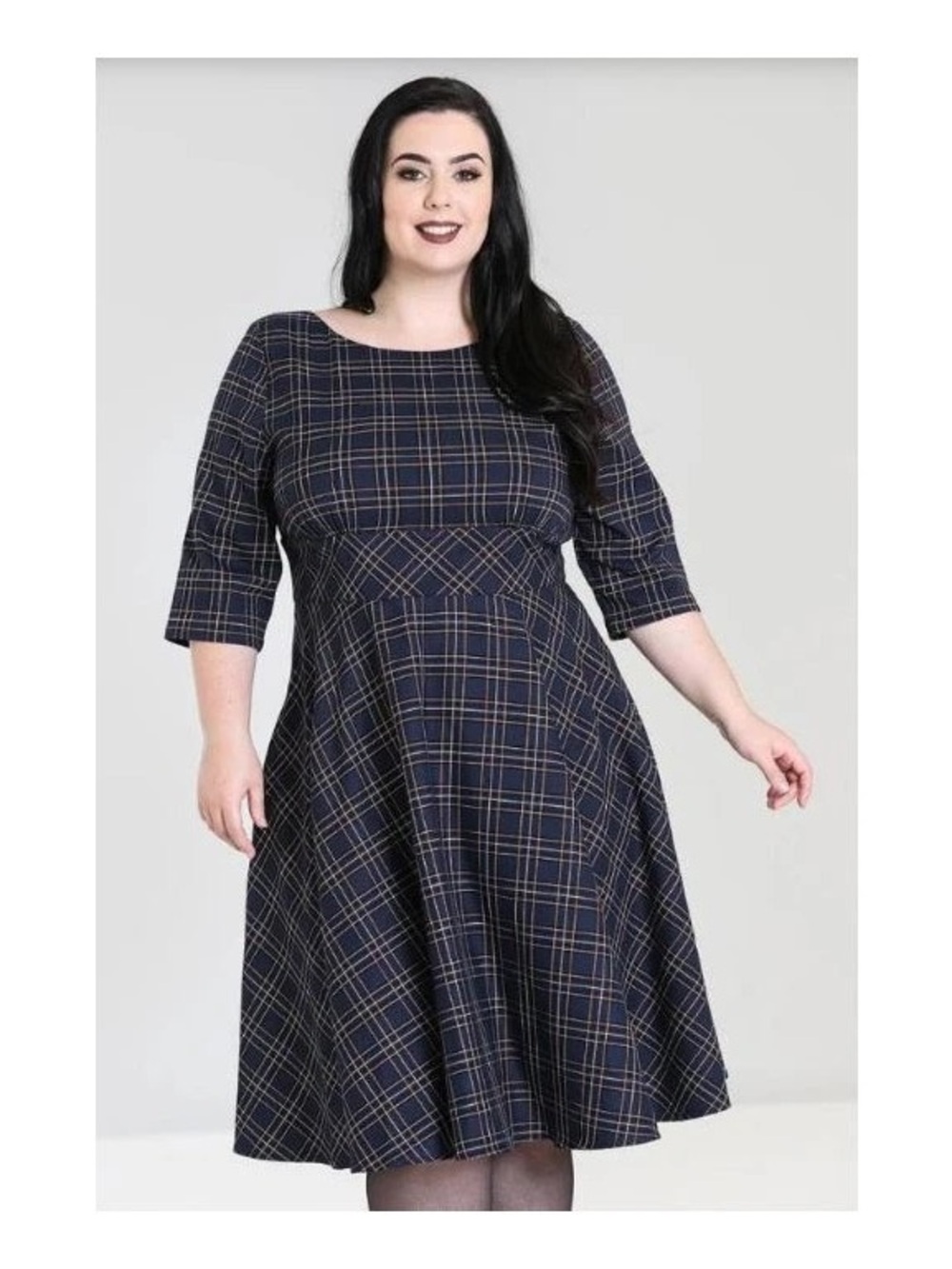 Hell Bunny Peebles 50s Dress Size XL Navy Plaid